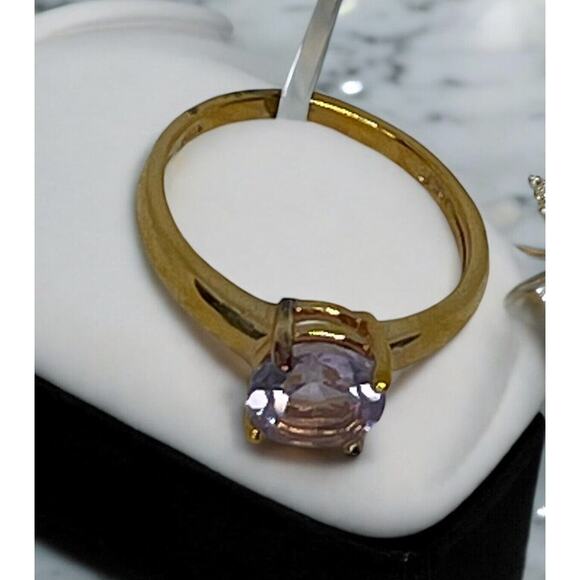Victoria Townsend 18K Gold Vermeil Faux Amethyst Ring (Size 6) Chic Trendy Style - Picture 3 of 12